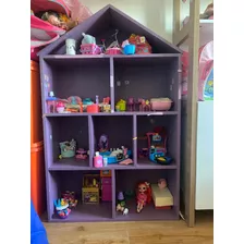 Casita De Muñecas Madera Maciza + Accesorios