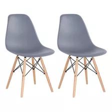 Kit 2 Cadeiras Charles Eames Cozinha Wood Eiffel Dsw Av Cor Da Estrutura Da Cadeira Cinza-escuro