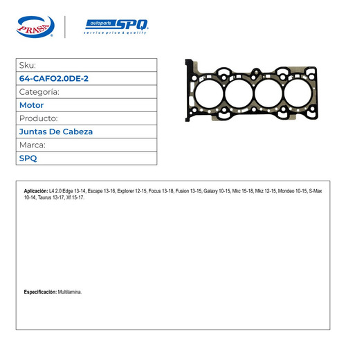 Empaque Junta De Cabeza Ford Everest 2015-2018 L4 2.0 Foto 2