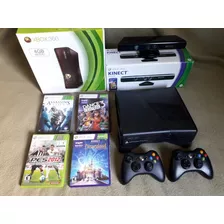 Vídeo Game Microsoft Xbox 360, 2 Controles, 4 Jogos Aleatórios, Hdmi, Kinect