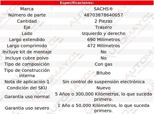 Juego 2 Amortiguadores Tra Sachs S40 Fwd L5 2.4l 04-10 Foto 2