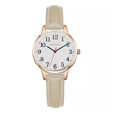  Relógio Feminino Moda Elegante Pulseira De Couro Branco Ros