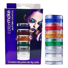 Tinta De Rosto E Corpo Glitter 6 Cores Pintura Facial Festa