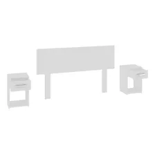 Respaldo Con Mesa De Luz Sommier Cabecera 2 Cajones 100%mdp Color Blanco