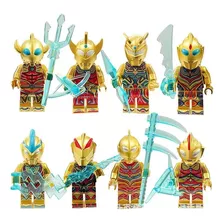 Kit 8 Bonecos Ultraman Ouro Ii Blocos De Montar