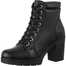 Botas Femininas Coturno Sapato Salto Grosso Cano Curto