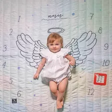 Tapete Foto Mesversário Recém Nascido Maternidade Bebê Anjo