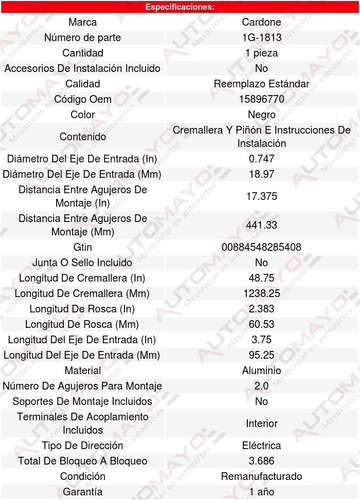 Cremallera Direccion Electroasistida Torrent 3.4l V6 06-09 Foto 5