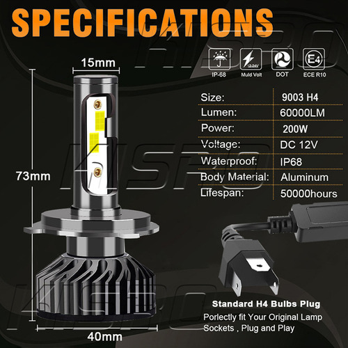 Kit De Faros Focos Led H4 60000lm Luz Alta Y Baja Para Fiat Foto 4