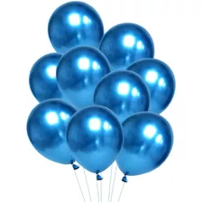 Balão Bexiga Metalizado Azul - Cromado - 25 Unidades N° 5