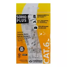 Conector Macho Rj45 De Passagem Sohoplus Cat6 - 10 Peças