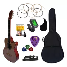 Guitarra Acústica Curva Ocelotl® Paquete Vital De Accesorios Color Vino Orientación De La Mano Derecha
