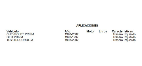 Kit Amortiguador Base Resorte Trasero Izquierdo Prizm 1994 Foto 5