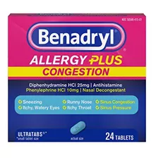 Benadryl Allergy Plus Congestion Ultratabs Con Antihistamíni