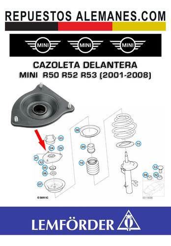 Cazoleta Delantera Mini Cooper One R50, R52, R53 2001-2008 Foto 2