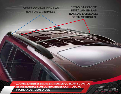 Barras Portaequipaje Toyota Highlander 2008-2013 Transversal Foto 3