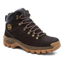 Bota Masculina Coturno Couro Solado Antiderrapante Trilha 