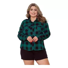 Blusa Camisa Xadrez Feminina Levinha Manga Longa Plus Size 