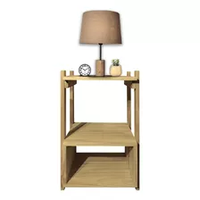 Mesa De Luz Nordica Escandinavo Cubo Vintage Madera Acabado Mate Color Roble