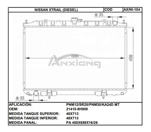 Tanque Plstico Superior Nissan X-trail Diesel Ancho (gollet Foto 2