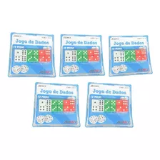 Kit 5 Jogos De Dados Com 12 Peças Plástico Colorido 