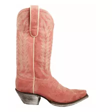 Bota Vaquera Mujer Piel Caborca Original Gamuza Rosa 