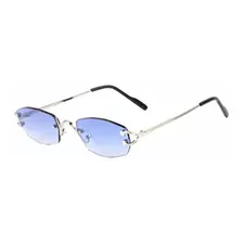 Luxe Savant Slim Rimless Geometric Oval Luxury Sunglasses