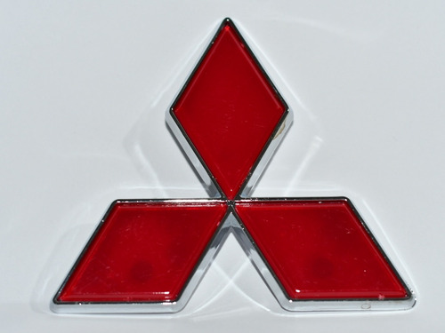 Logo Mitsubishi Rojo Borde Cromado Insignia Emblema 10cm  Foto 8