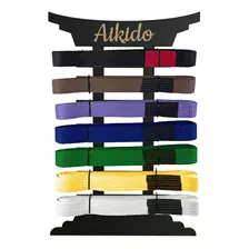 Quadro Porta Faixas De Aikido Mdf Preto 1295p