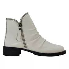 Botas Botinhas Femininas Rasteiras Cano Curto Couro Legitimo