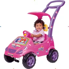 Carrinho Passeio Roller Baby Versatil Rosa Empurrador Pedal