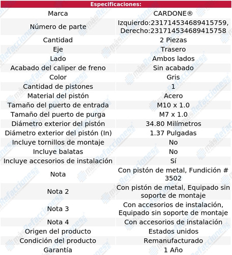 2 Mordazas Freno Traseros Cardone Dodge Caliber 07_12 Foto 2