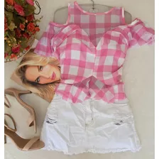 Blusa Zari Ciganinha Vichy Xadrez Tam P E M