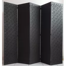 Kit Biombo Folhas 180x50 Cm Mdf 9 Mm Mod 23 Preto Gravado