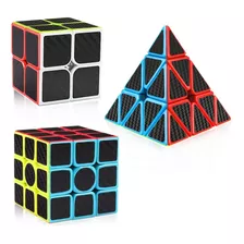 Paquete 3 Cubos 2x2 3x3 Pyramid Z Cobra Fibra Carbono