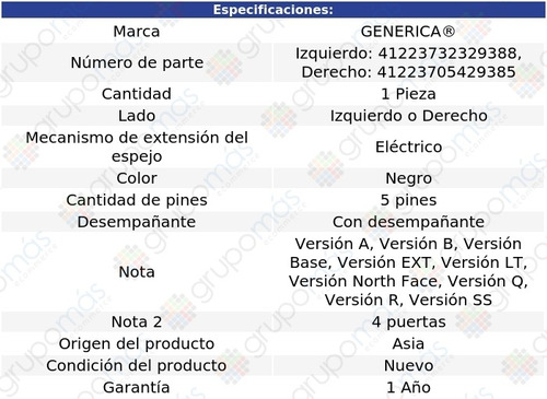 Espejo Der O Izq 5 Pines Trailblazer 02 Al 09 Foto 2