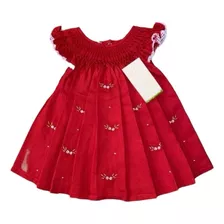 Vestido Infantil Menina Bebê Vermelho Casinha De Abelha