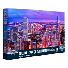 Quebra Cabeça Panorama Skyline De Chicago 1500 Peças