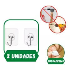 2 Ganchos Auto Adesivo Transparente Parede Super Aderência