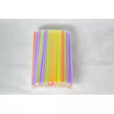 Popotes Biodegradable Corto Color Neon Boca Ancha 100piezas Color Coloridos