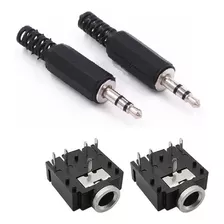 2 Pares Conector De Audio 2 Hembra + 2 Macho 3,5mm Stereo