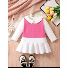 Vestido Bebê Estilo Camisa Com Colete Rosa