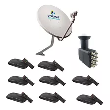  Parabólica Vivensis 1 Antena 60cm + 8 Vx10 + 1 Lnb 8 Saidas