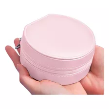 Porta Jóias Portátil Viagem Maquiagem Feminino Estojo Ziper Cor Rosa-claro