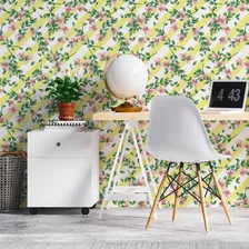 Papel De Parede Adesivo Listrado Com Floral N06033 R 0,58x3m