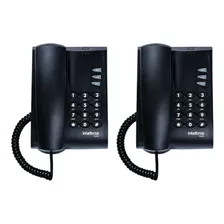 Kit 2 Telefones Com Fio Mesa Ou Parede Pleno Preto Intelbras