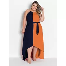 Vestido Plus Size Longo Festa Assimetrico 44 Ao 58 Grandes