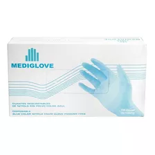 Guantes De Nitrilo Azul. Sin Polvo X 100u Mediglove Color Azul Con Polvo No Talle Xs Unidades Por Envase 100