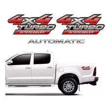 Par Adesivo Lateral Hilux 4x4 Turbo Intercooler Automatic Cor Prateado