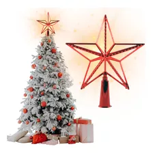 Ponteira De Natal Estrela 15cm Vazada - Decoração P/árvore Cor Vermelho